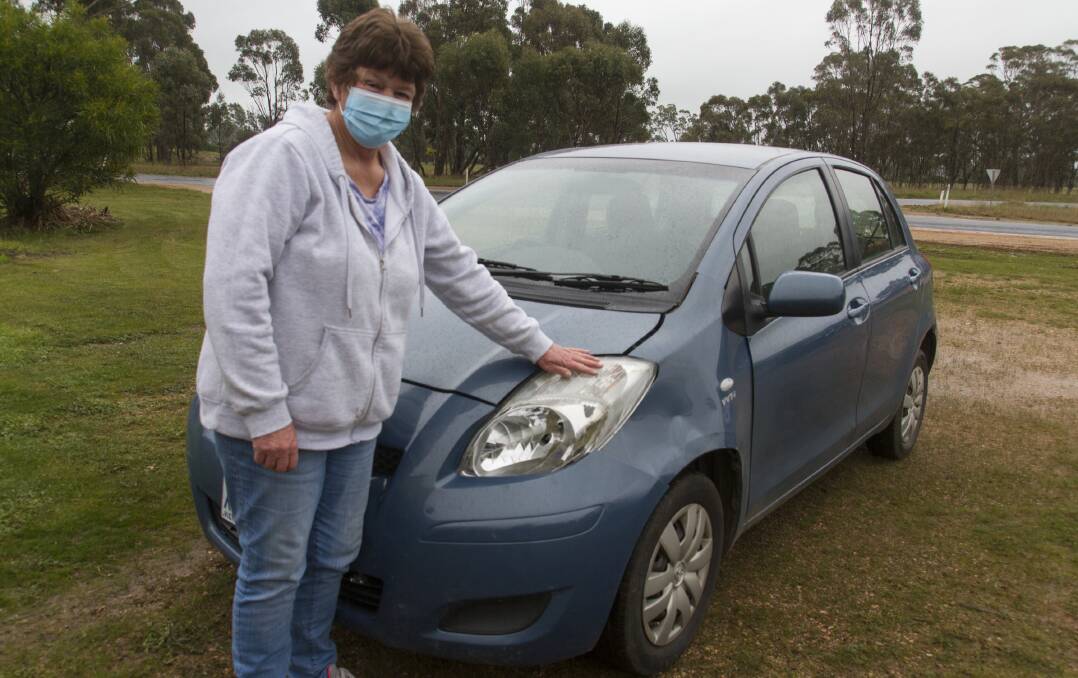 DINGED: Angela Bell's Toyota Yaris was banged up by a road crossing kangaroo in July. Picture: PETER PICKERING