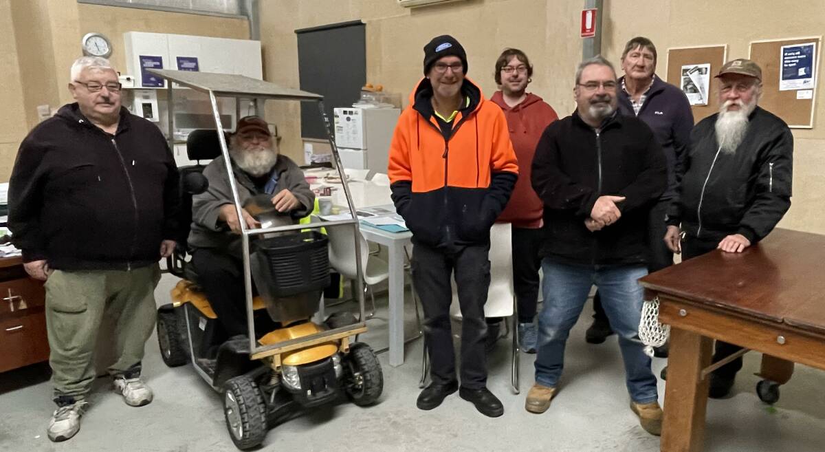Ararat Men's Shed members in the shed on Wilson Street. David, Andy, Brad, Greg, Hamish, Phil, and Bob. Picture by Sheryl Lowe